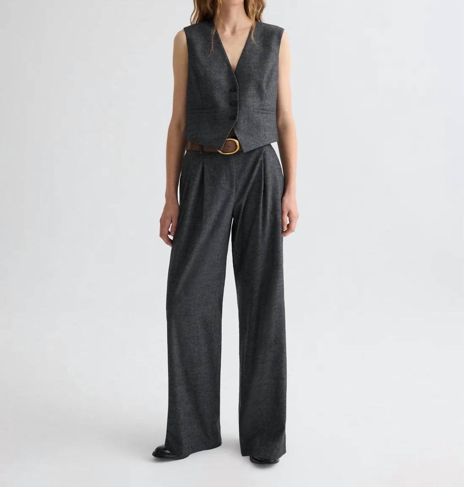 TWP Sulli Chevron Flannel Pants in medium heather grey - women's pants