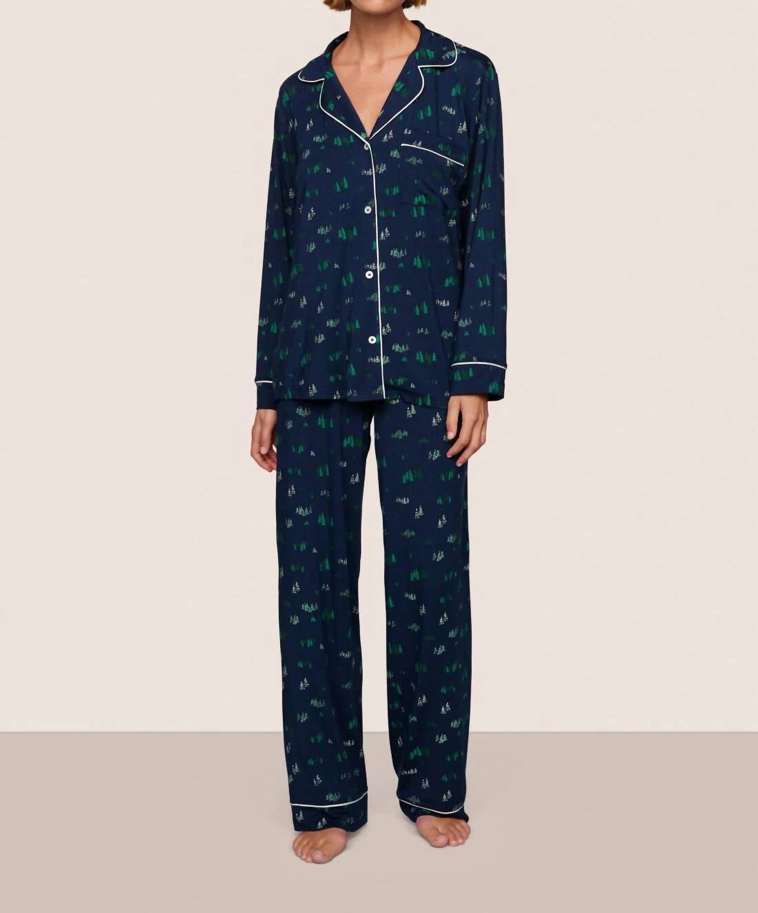Eberjey - Gisele Pine Tree Print Long Pajama Set