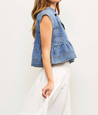 Mustard Seed - Down For Denim Peplum Top