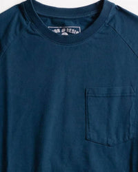 Iron & Resin Men's Faded Pocket Raglan in blue - men's long sleeve top - detail view