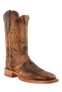R Watson Boots Men's Crazy Goat Skin Hybred Sole Cowboy Boot in distressed tan - men's boots