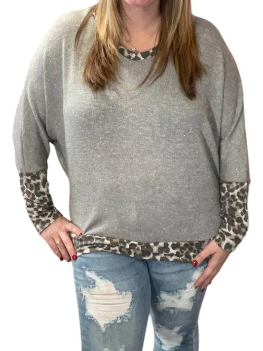 Honeyme - Dolman With Leopard Accents Tee