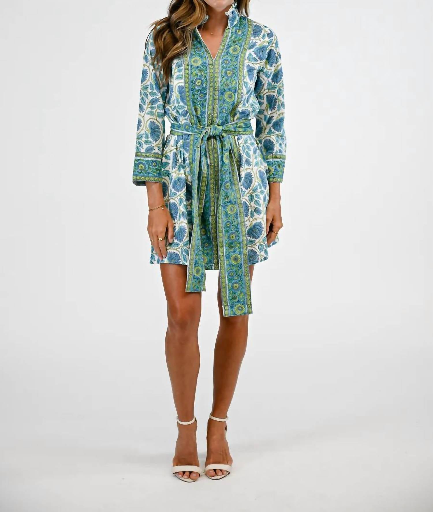 VICTORIA DUNN French Quarters Dress in blue lotus - women's dress - detail view