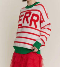 Jade By Jane - Striped Holiday Merry Sweater
