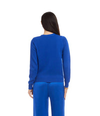 Karen Kane V-Neckline Front Button Placket Cardigan in sapphire blue - women's cardigan - alternate view