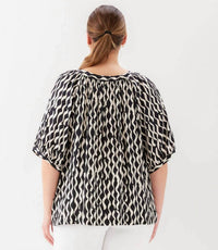 Karen Kane - Satin Short Sleeve Peasant Top - Plus