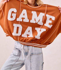 Bibi - Gameday Patchwork Stitch Detail French Terry Top