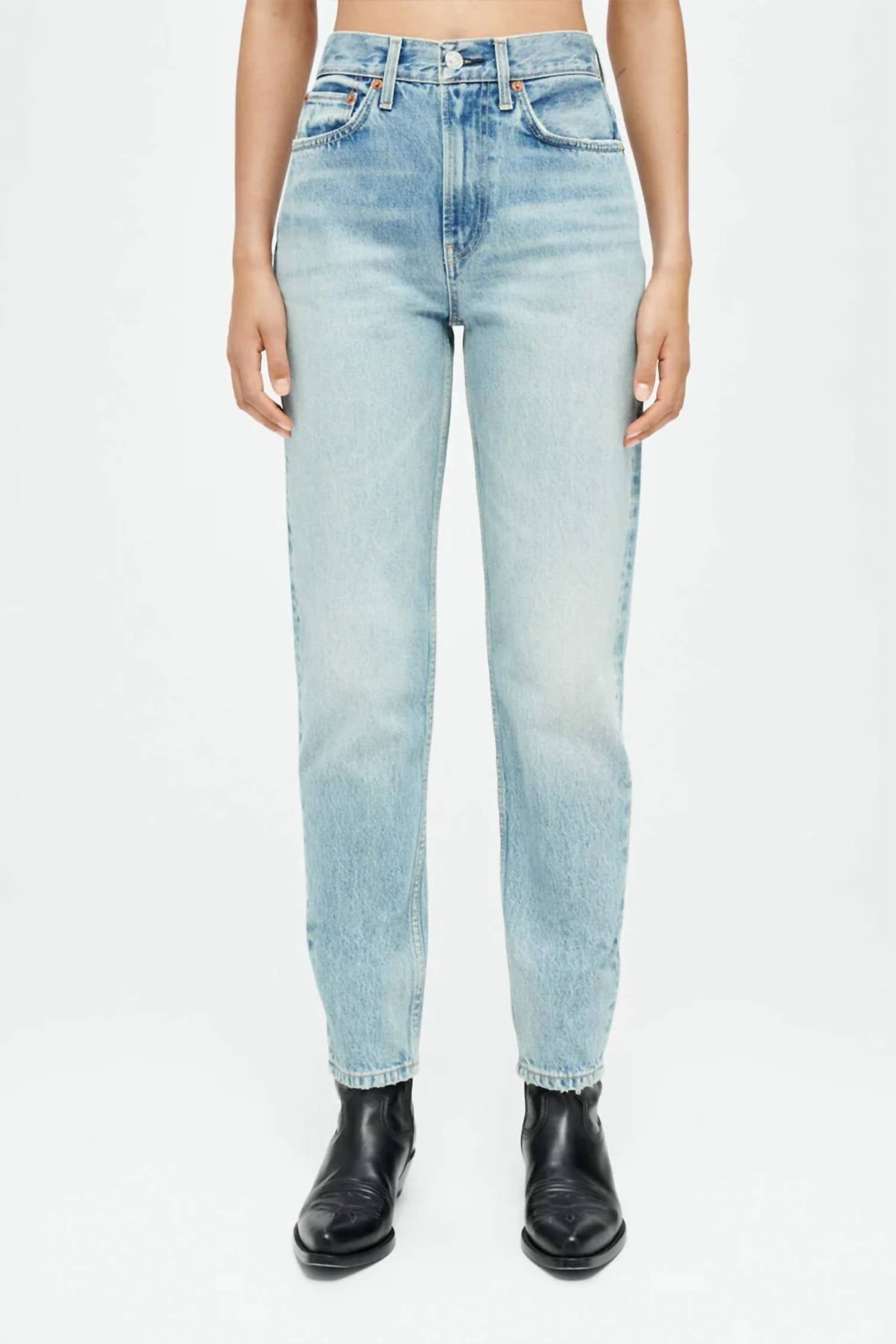 Re/Done - Taper High Rise Ankle Straight Jeans