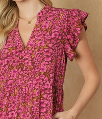 Entro - Floral Tiered Ruffle Midi Dress