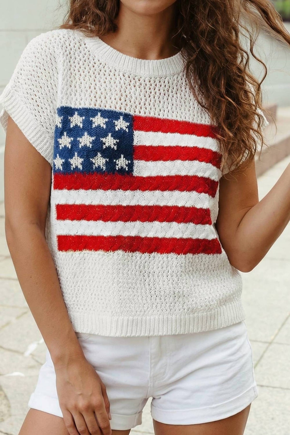 Unknown - Flag Short Sleeve Graphic Sweater
