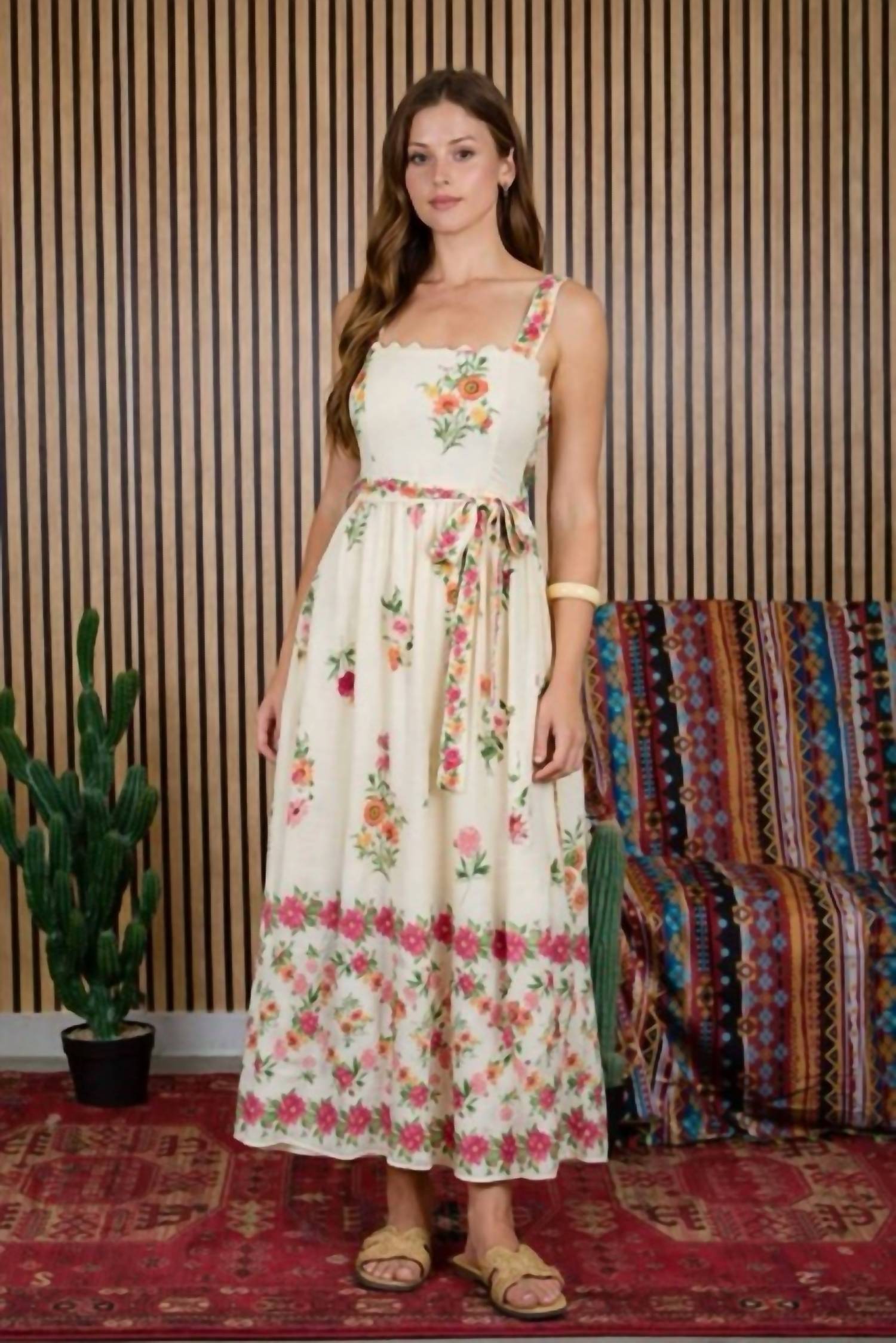 Blu Pepper - Floral Border Midi Dress