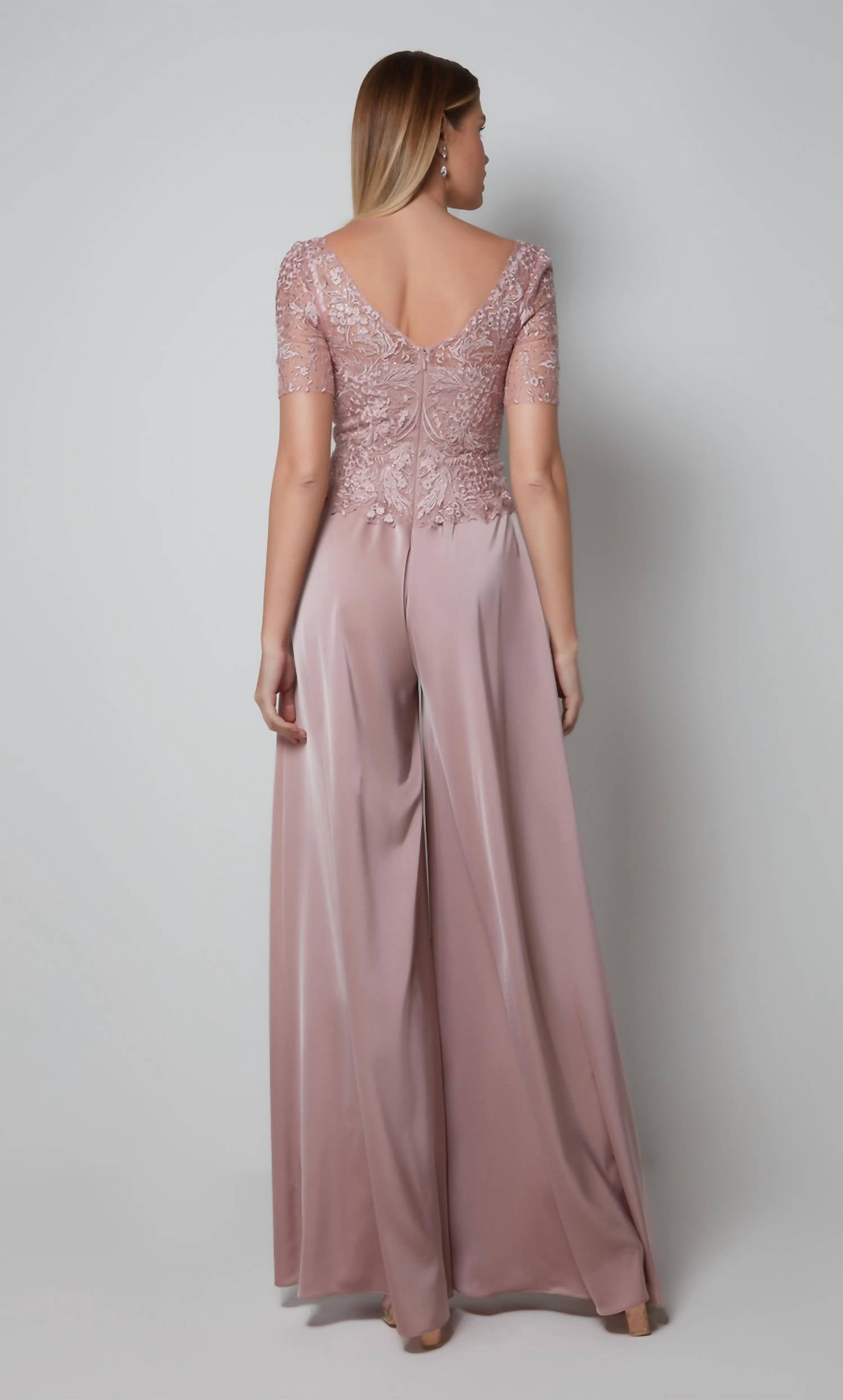 ALYCE PARIS Embroidered Bodice Short Sleeve Jumpsuit in cashmere rose - women's pants - alternate view