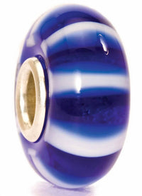 Trollbeads Women's Stripe Glass Bead Charm in blue white - women's jewelry