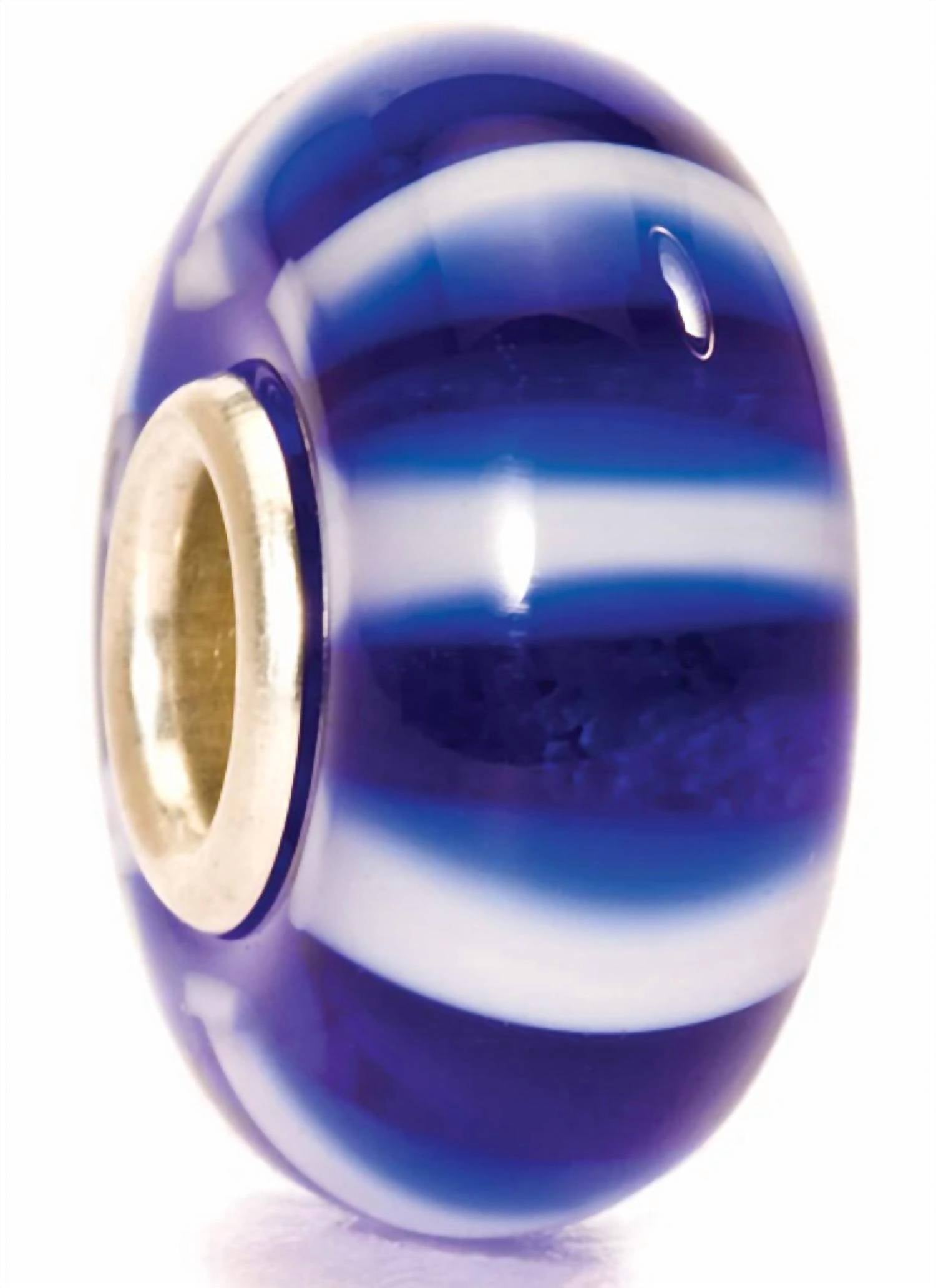 Trollbeads Women's Stripe Glass Bead Charm in blue white - women's jewelry