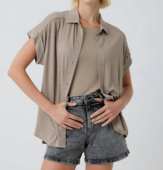 Majestic Filatures - Stretch Linen Short Sleeve Shirt With Rolled Cuff