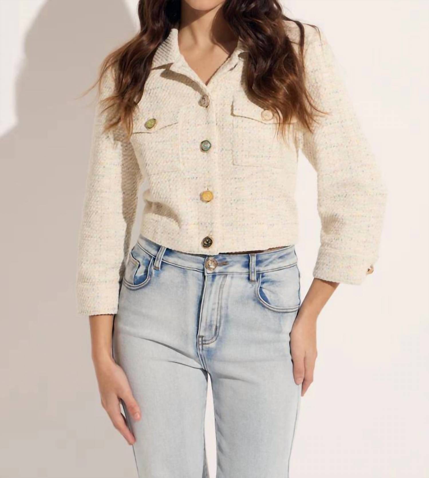 Oolala - Multi Dot Tweed Short Jacket