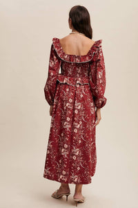 Listicle - Floral Corset Ruffle Midi Dress