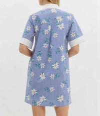 Entro - Striped Floral Print Shirt Mini Dress