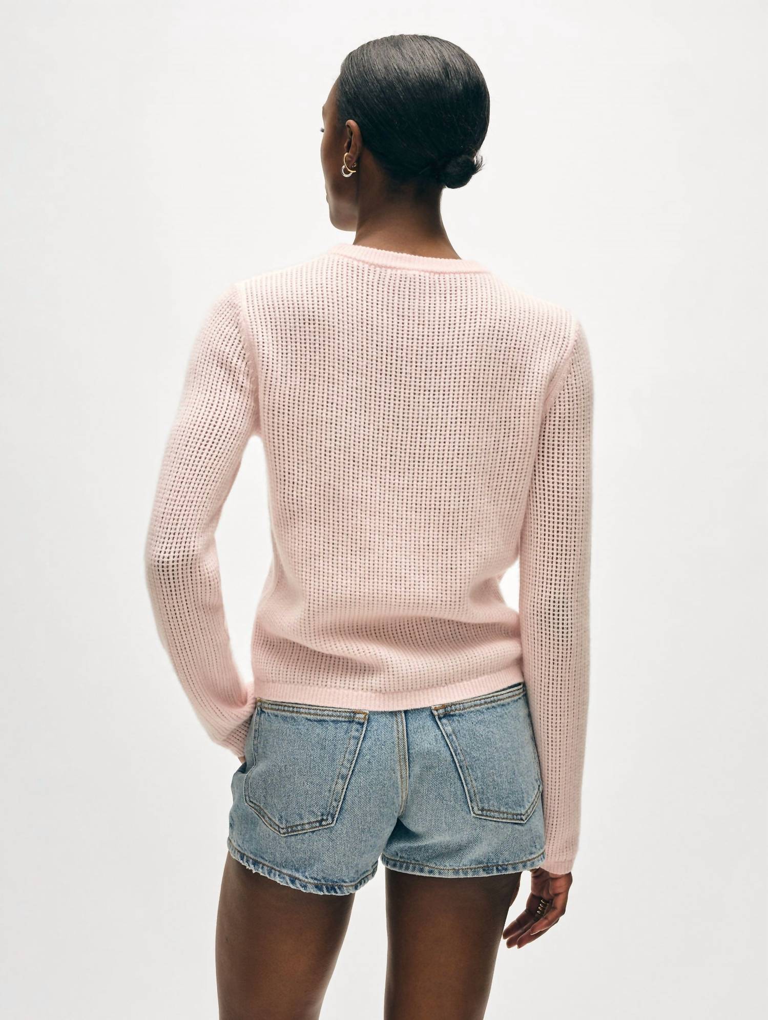 White + Warren - Cashmere Waffle Mesh Crew Top