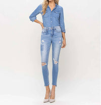 Flying Monkey - Patti Distressed High Rise Crop Skinny Jean