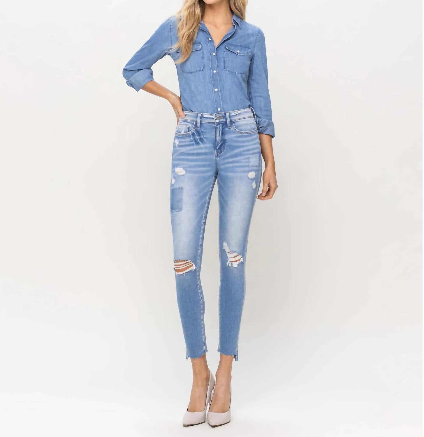 Flying Monkey - Patti Distressed High Rise Crop Skinny Jean