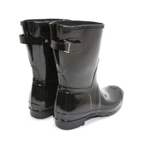 HUNTER Women's Original Short Back Adjustable Gloss Rain Boots in black - women's shoe - alternate view