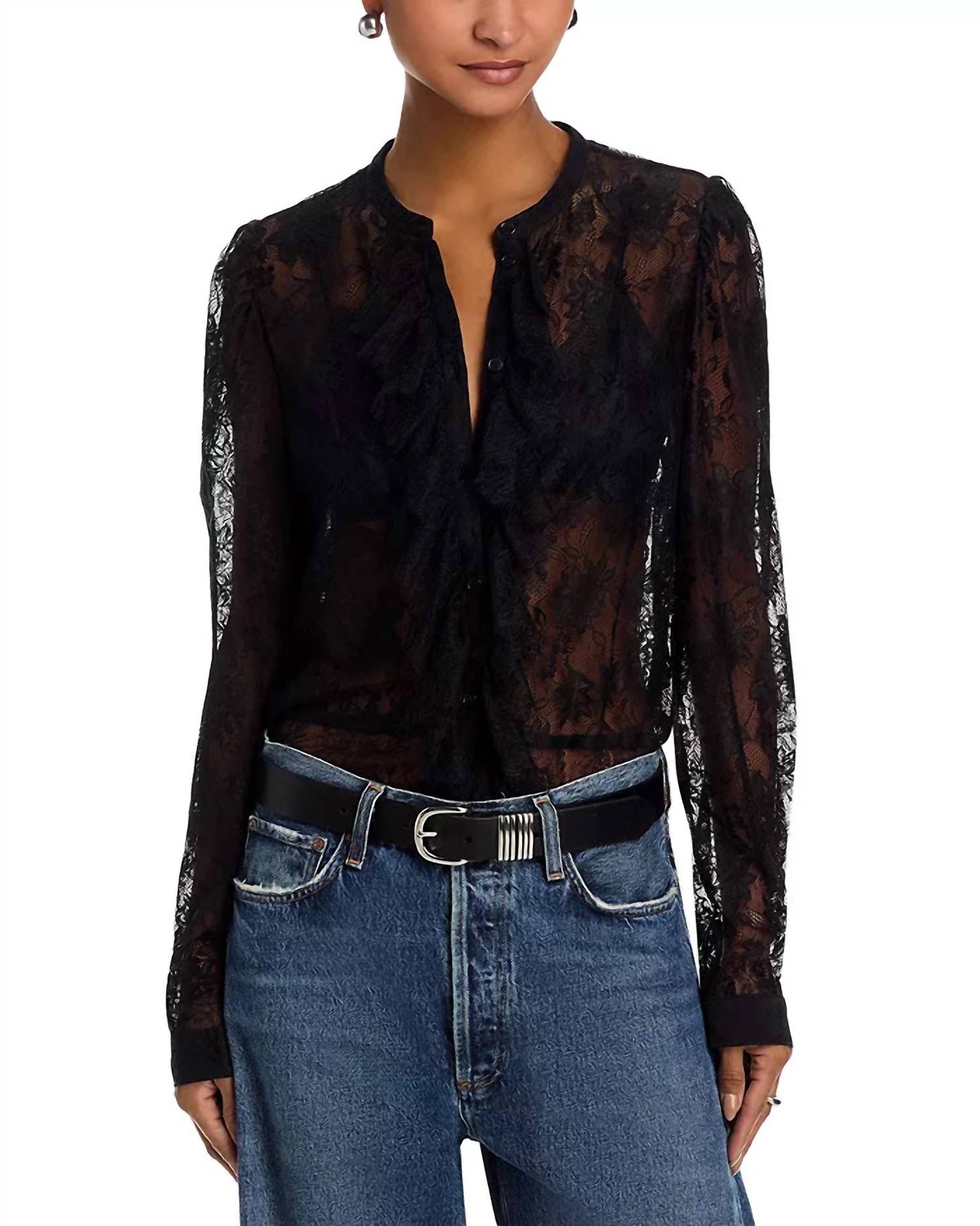 Steve Madden - Piper Lace Ruffle Blouse