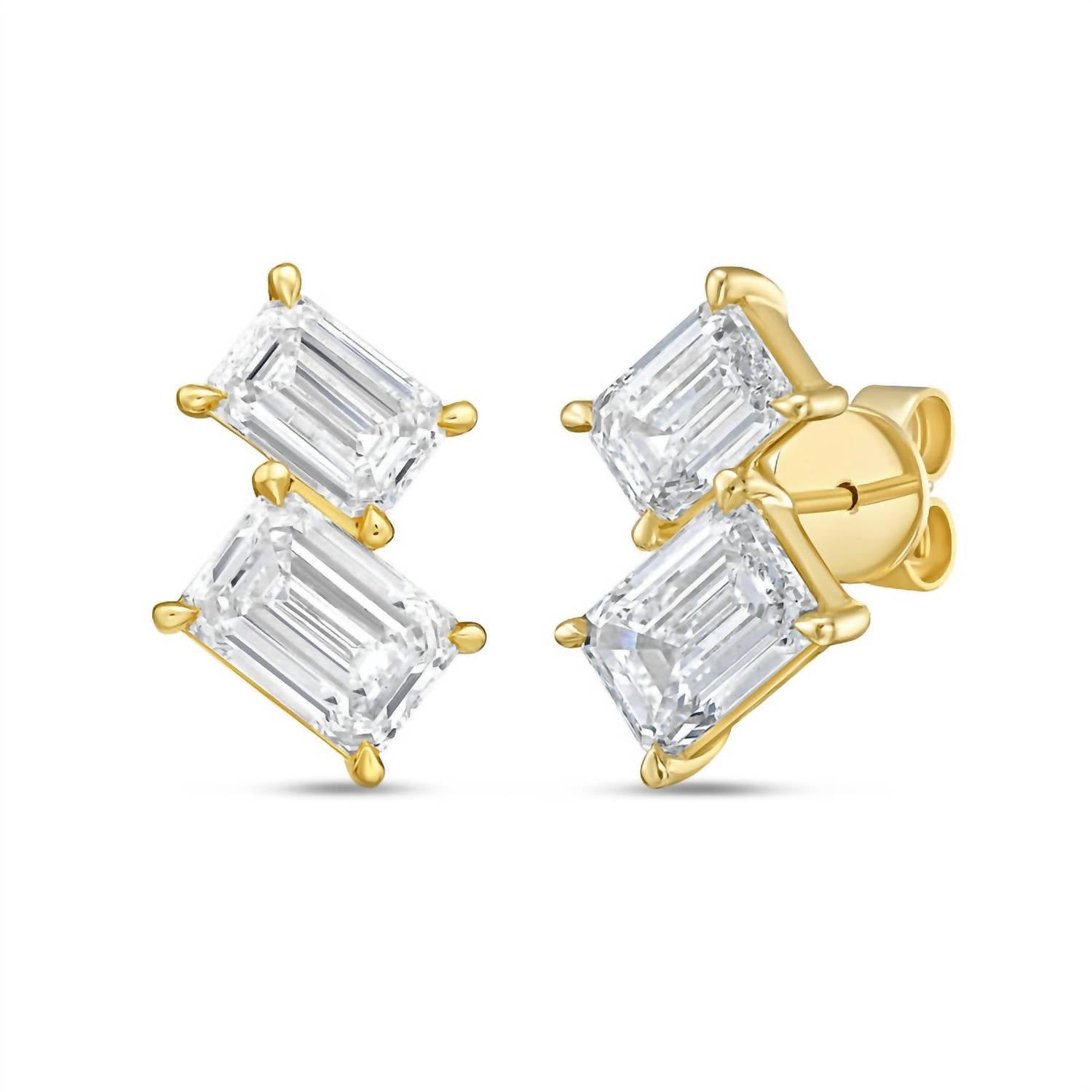 Diana M Jewels - Women's Emerald Lab-Grown Diamond Stud Earrings (10.00 Ct) - Bold