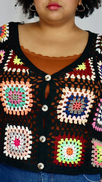 Adora - Electric Garden Crochet Cardigan - Plus