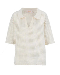 Sancia Women's The Zarni Knit Shirt in off white - women's t-shirt - detail view