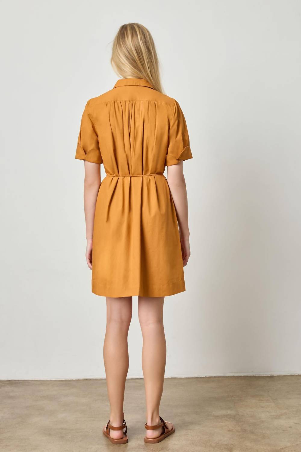 Lilla P - Shirred Sleeve Mini Shirt Dress