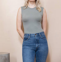 AGOLDE AURA SLEEVELESS BODYSUIT in aluminum - women's shirt