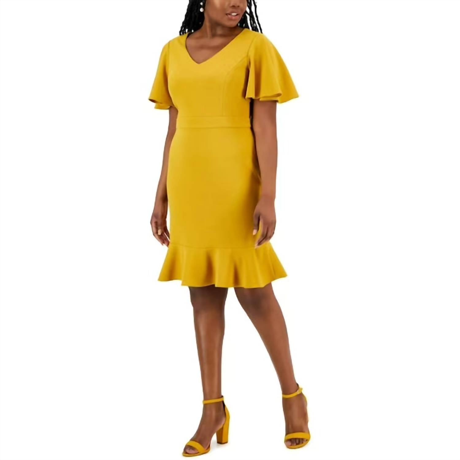 Kasper - Women's Knit Flutter Sleeves Sheath Dress