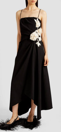 ERDEM Asymmetric Draped Wool Midi Dress in black - women's dress