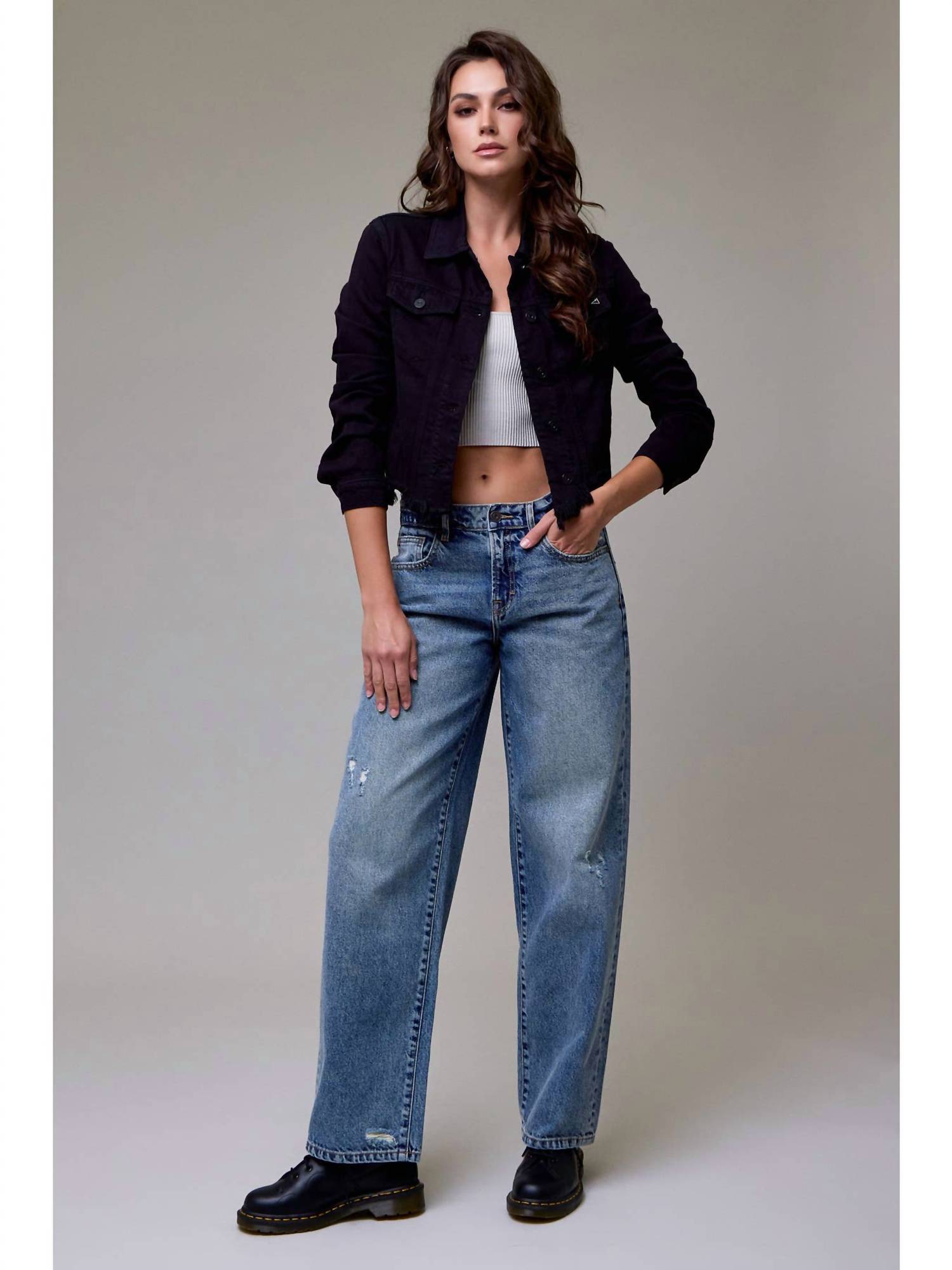 Hidden - Denim Frayed Jacket