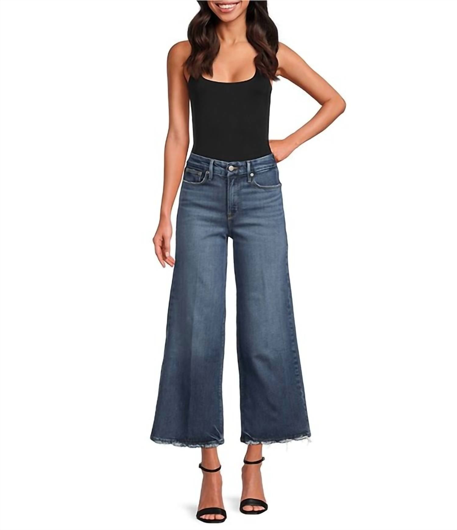 Good American - Soft-tech Good Waist Cropped Palazzo Jeans