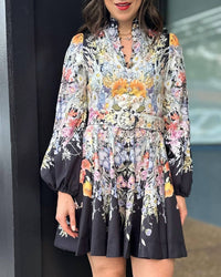 Oolala - Floral Belted Swing Dress