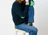 KERRI ROSENTHAL Maxwork Cable Pullover Sweater in ocean - women's sweater - view 6
