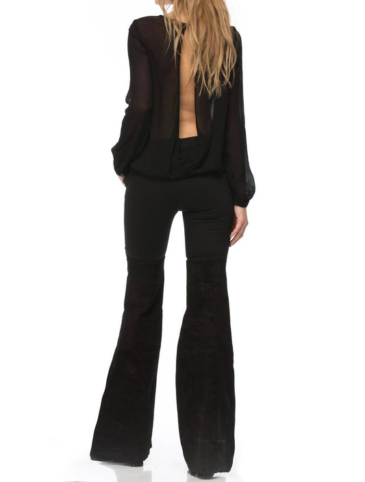 Rachel Zoe - Gigi Twill & Suede Flare Pants
