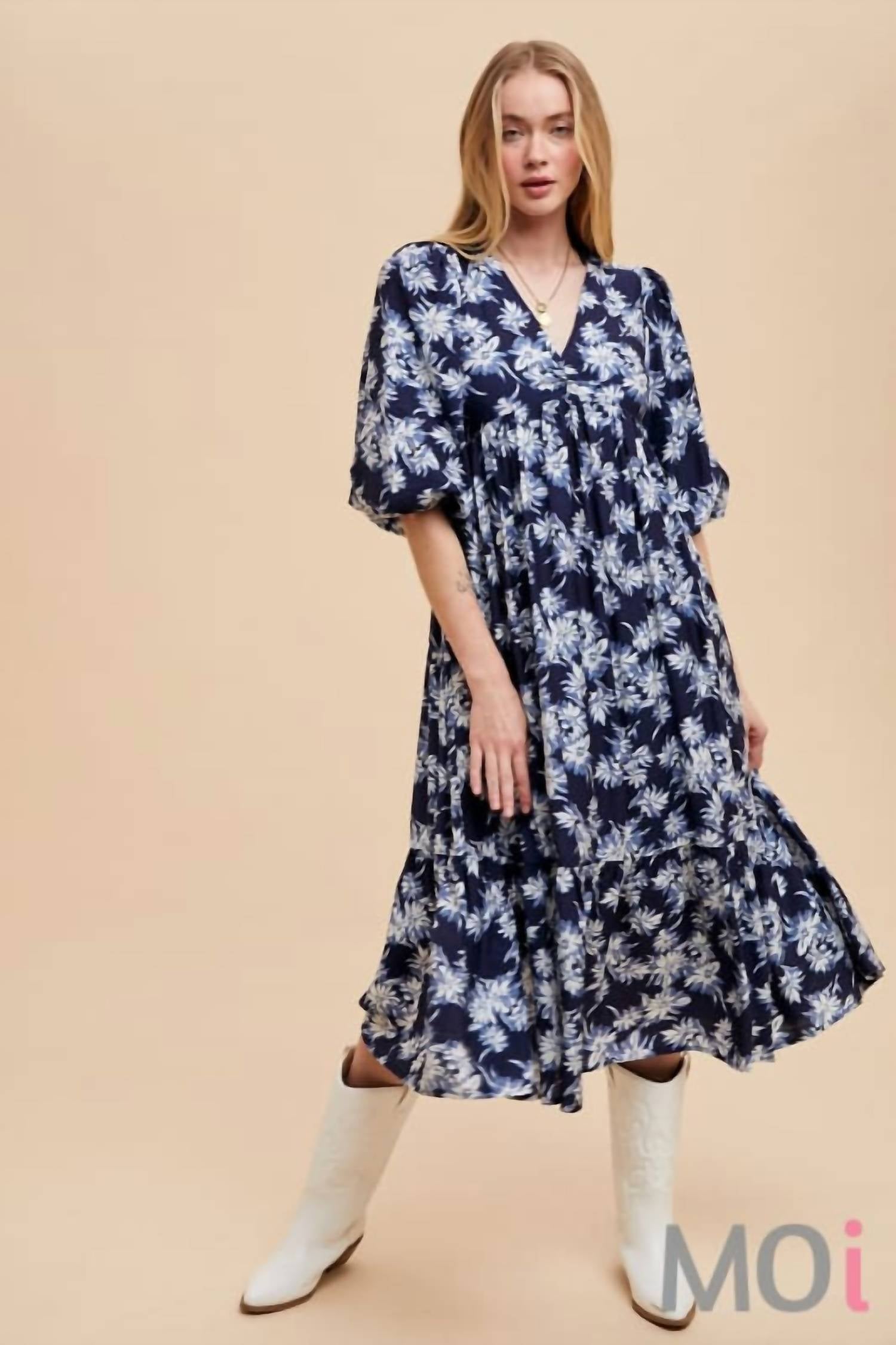 In-Loom - V-neck Midi Dress