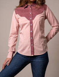 Kimes Ranch Birdie Pearl Snap Shirt in pink - women's long sleeve top