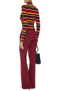 Victoria Beckham - Striped Ribbed Wool Blend Turtleneck Sweater