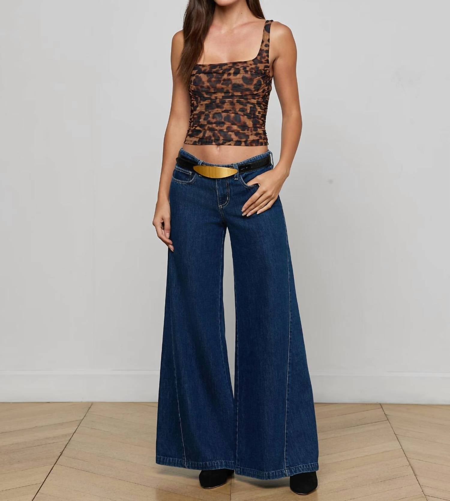 L'Agence - Rasha Shirred Mesh Tank Top