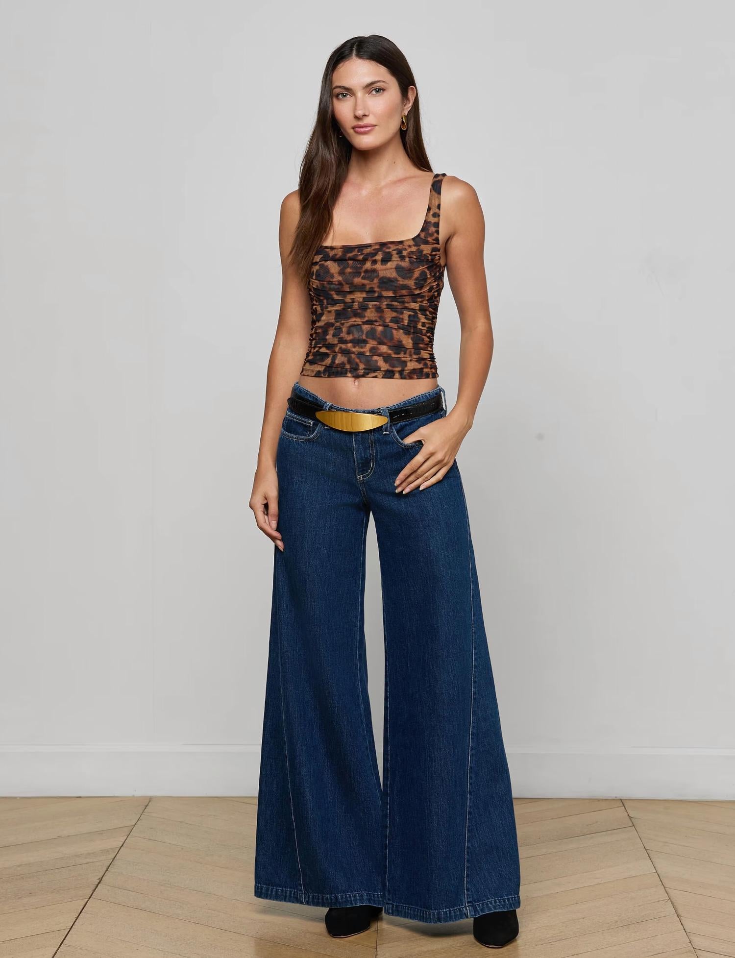 L'Agence - Rasha Shirred Mesh Tank Top