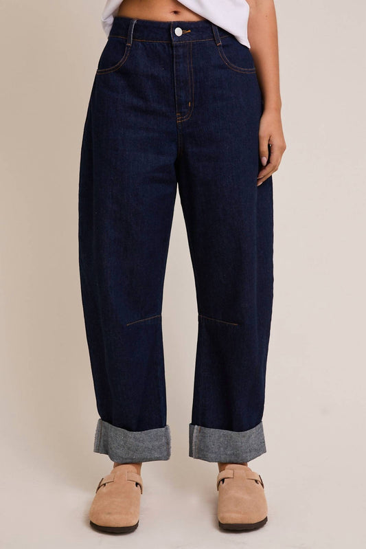 Le Lis - Denim Roll-up Barrel Pants