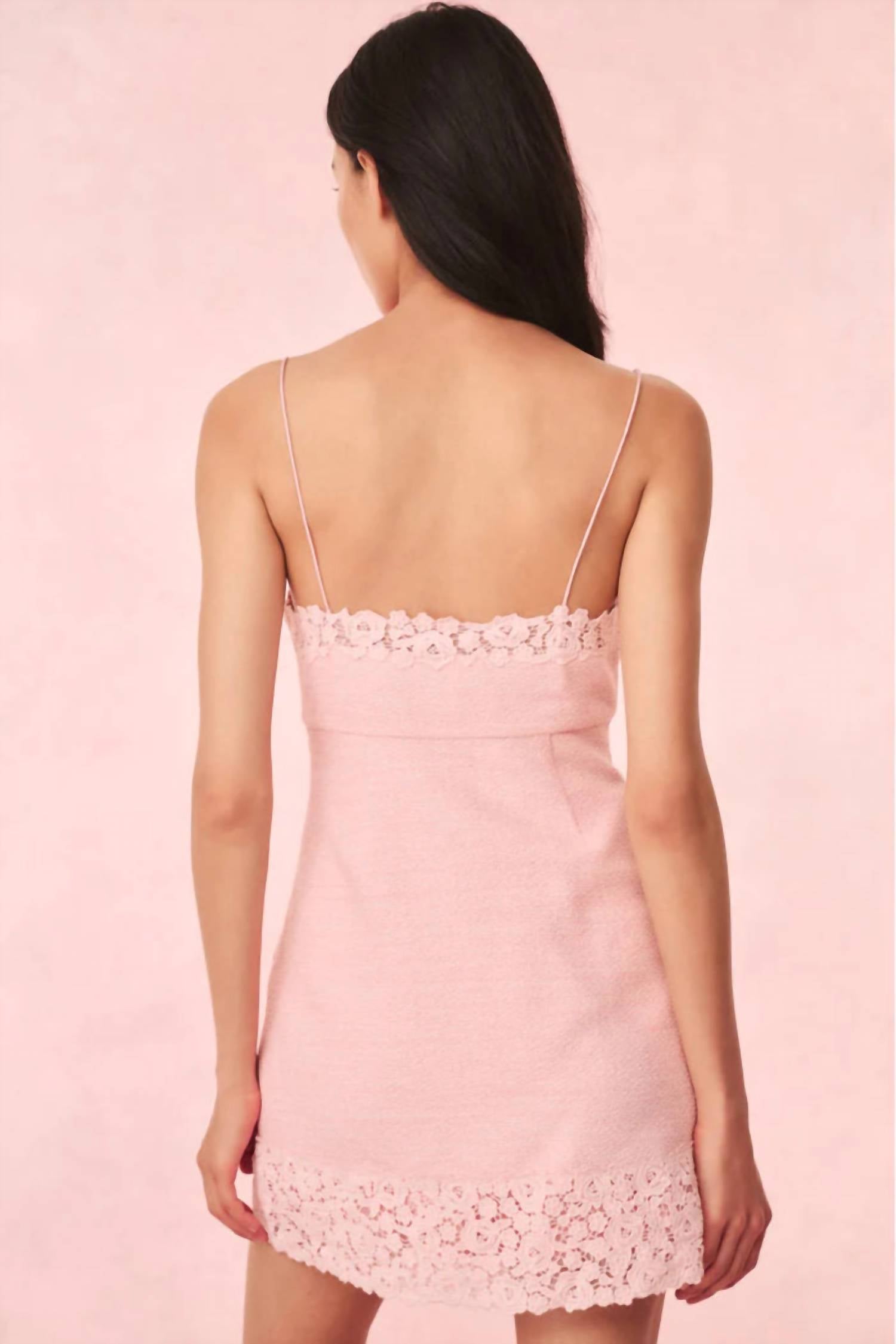 Loveshackfancy - Meva Tweed Lace-Trimmed Mini Dress