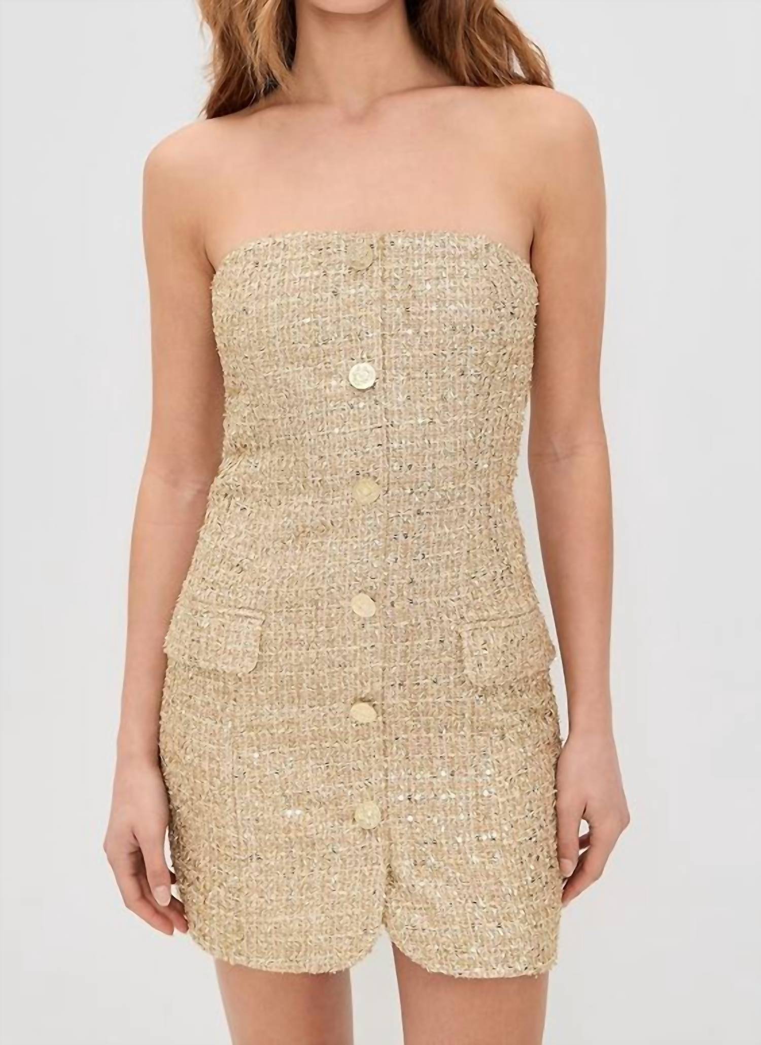 Alice + Olivia - Madison Strapless Button-down Mini Dress