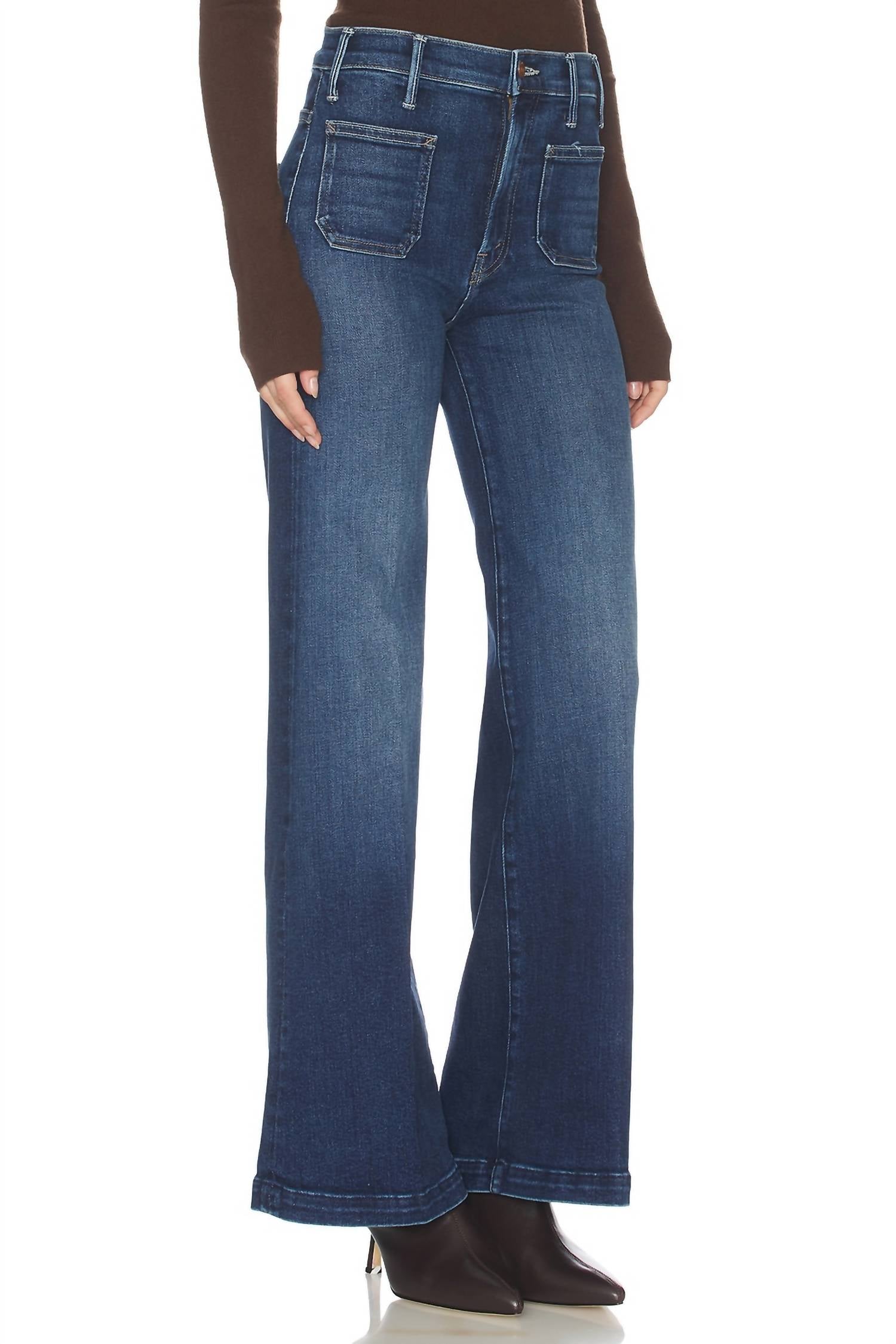 Mother Lil Hustler Roller Patch Skimp Jeans in one last shot - women's jeans - detail view