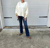 Vine & Love Oversized Cotton Blend Knit Sweater in white - women's sweater - alternate view