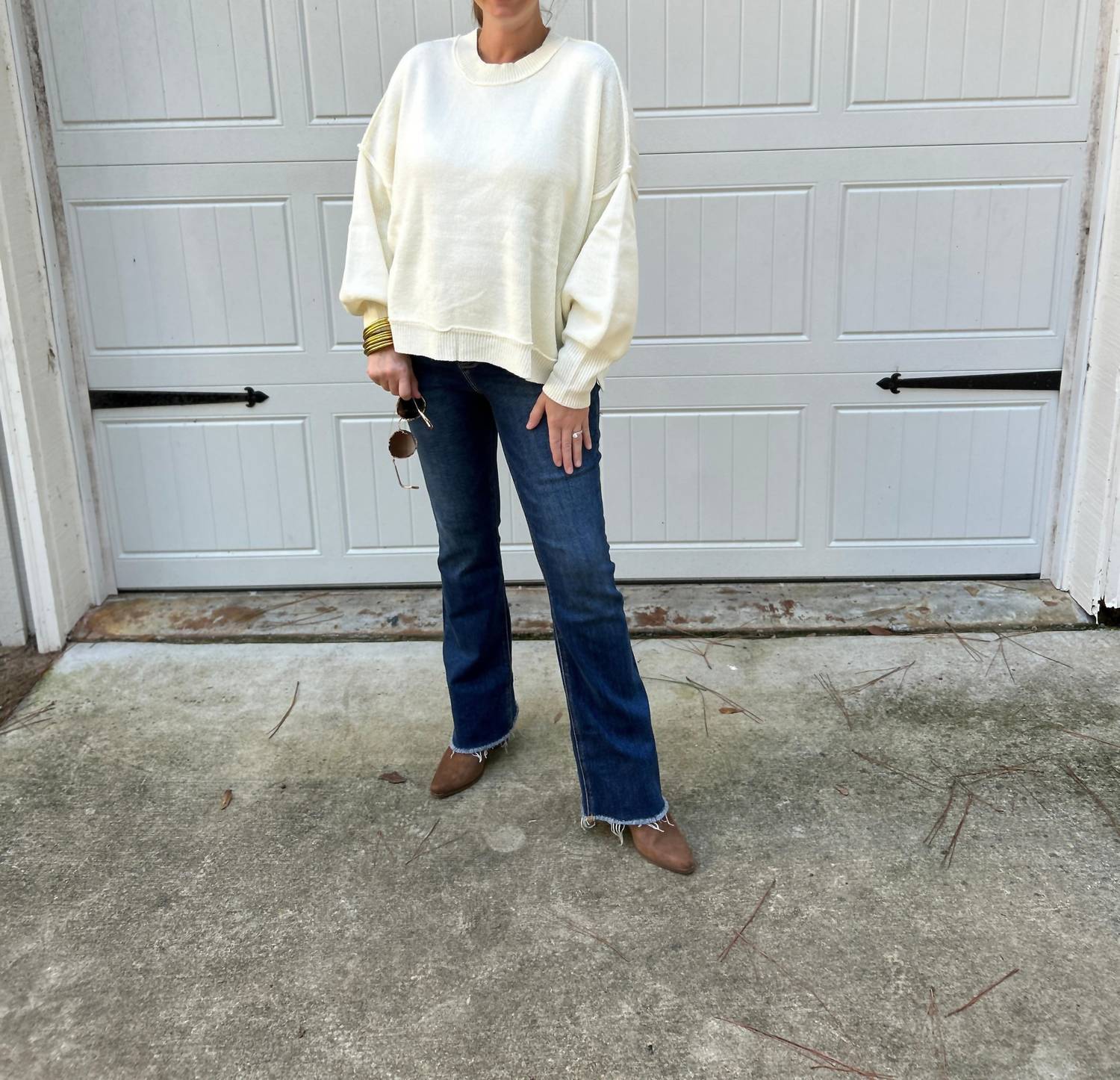 Vine & Love Oversized Cotton Blend Knit Sweater in white - women's sweater - alternate view